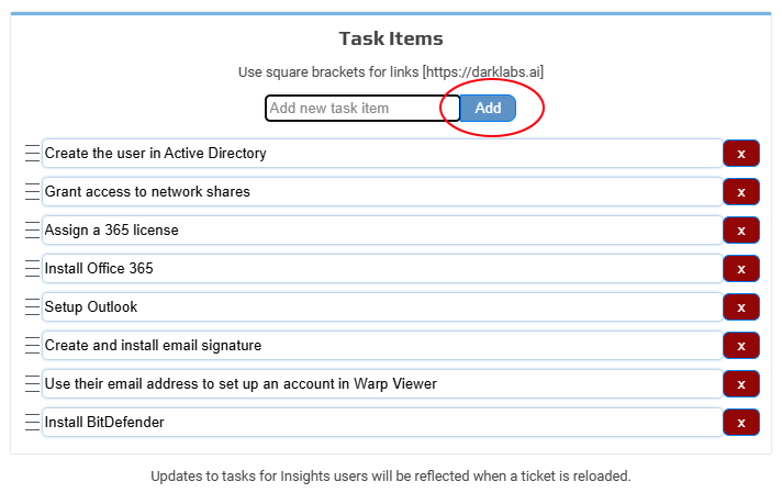 Optionally add step-by-step entries for carrying out the task